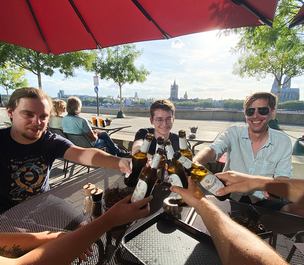 Team having a beer at Gamescom cologne